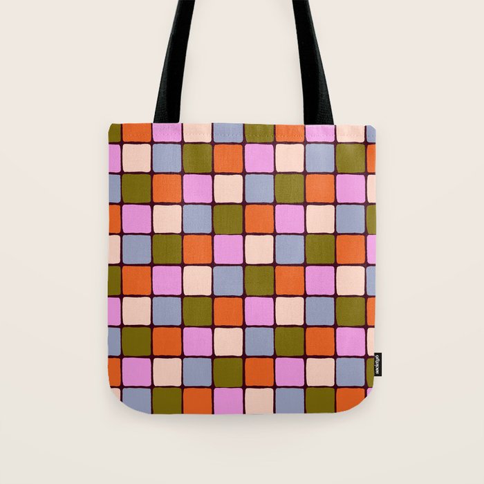 1970s Disco Dancefloor Checkerboard Pattern Tote Bag Gallery Image 1