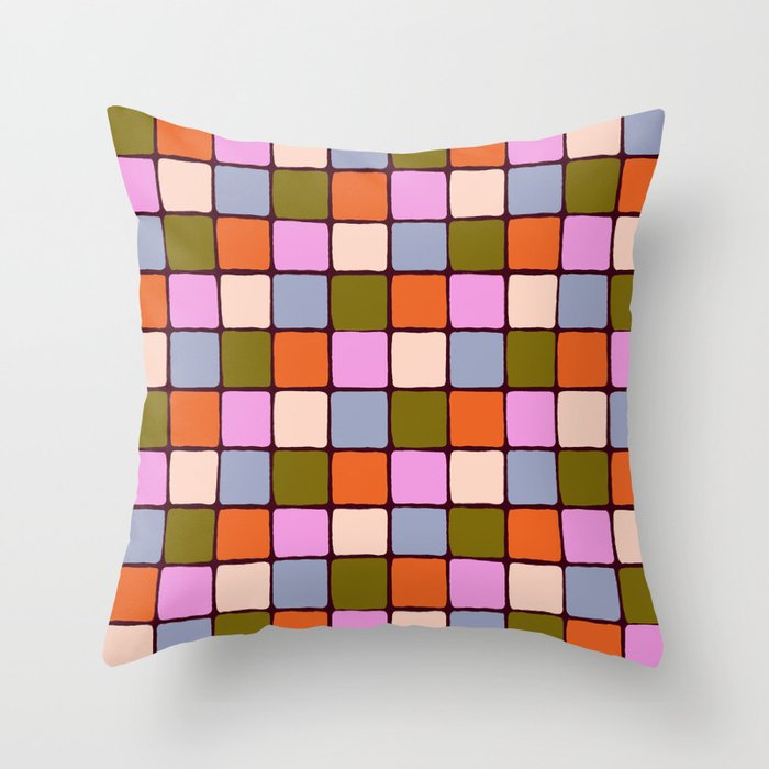 1970s Disco Dancefloor Checkerboard Pattern Throw Pillow Gallery Image 1