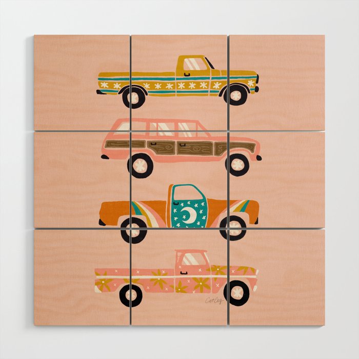 Retro Roads - Pink Palette Wood Wall Art Gallery Image 1
