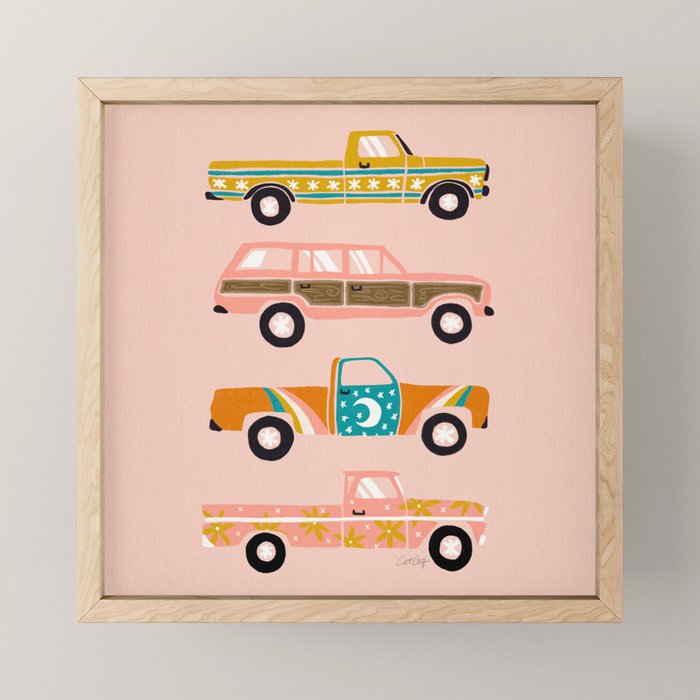 Retro Roads - Pink Palette Mini Art Print
