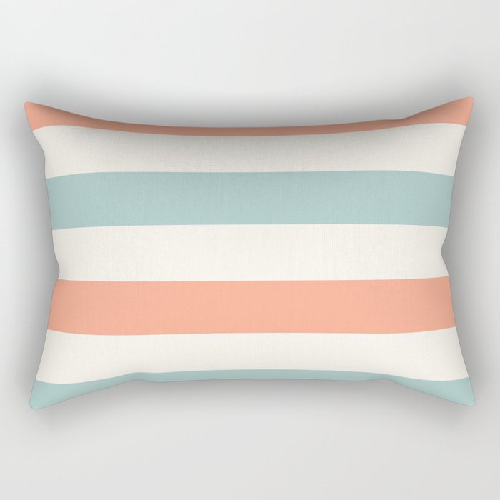 Orange, turquoise and cream stripes Rectangular Pillow Gallery Image 1