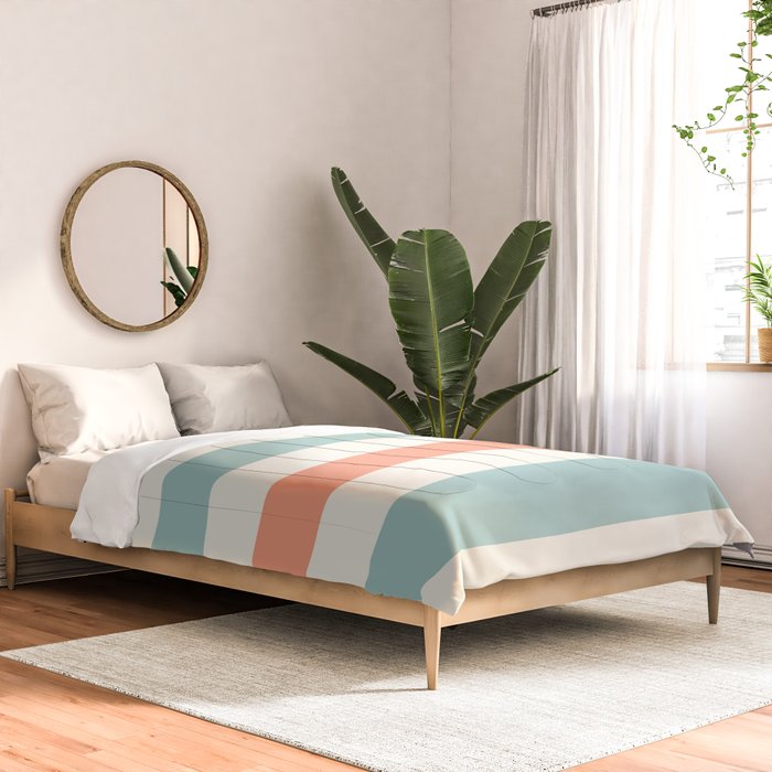 Orange, turquoise and cream stripes Comforter Gallery Image 2