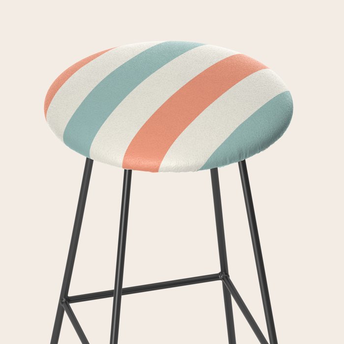 Orange, turquoise and cream stripes Stool Gallery Image 2