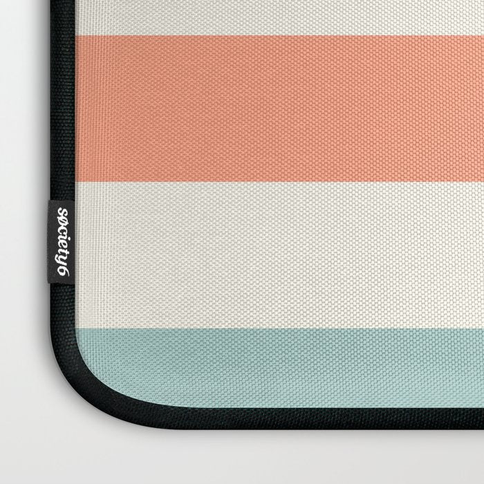 Orange, turquoise and cream stripes Laptop Sleeve Gallery Image 3