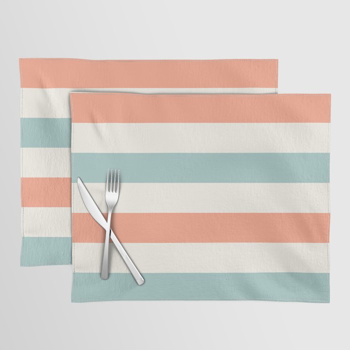 Orange, turquoise and cream stripes Placemat Gallery Image 1