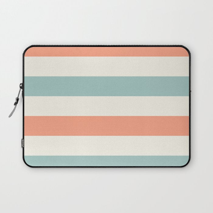 Orange, turquoise and cream stripes Laptop Sleeve Gallery Image 1