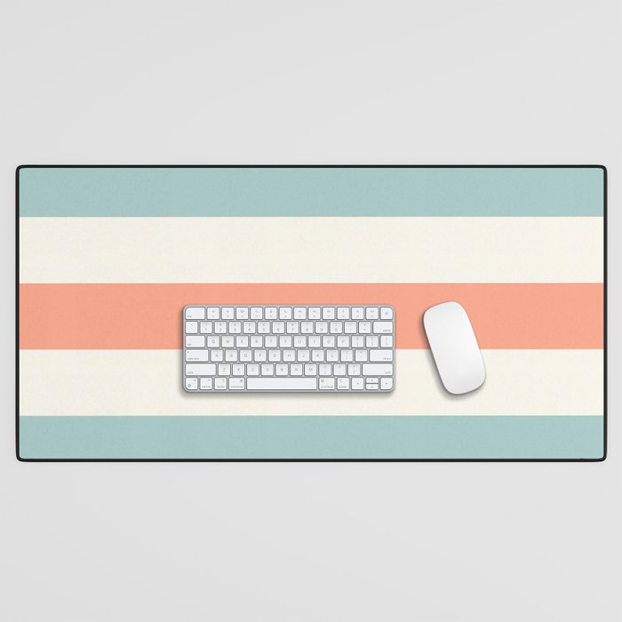 Orange, turquoise and cream stripes Desk Mat Gallery Image 1