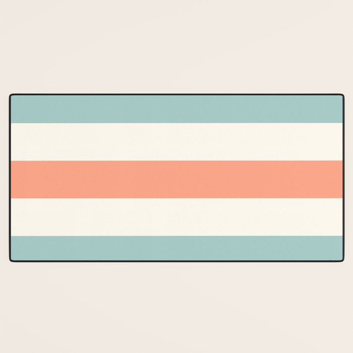 Orange, turquoise and cream stripes Desk Mat Gallery Image 3