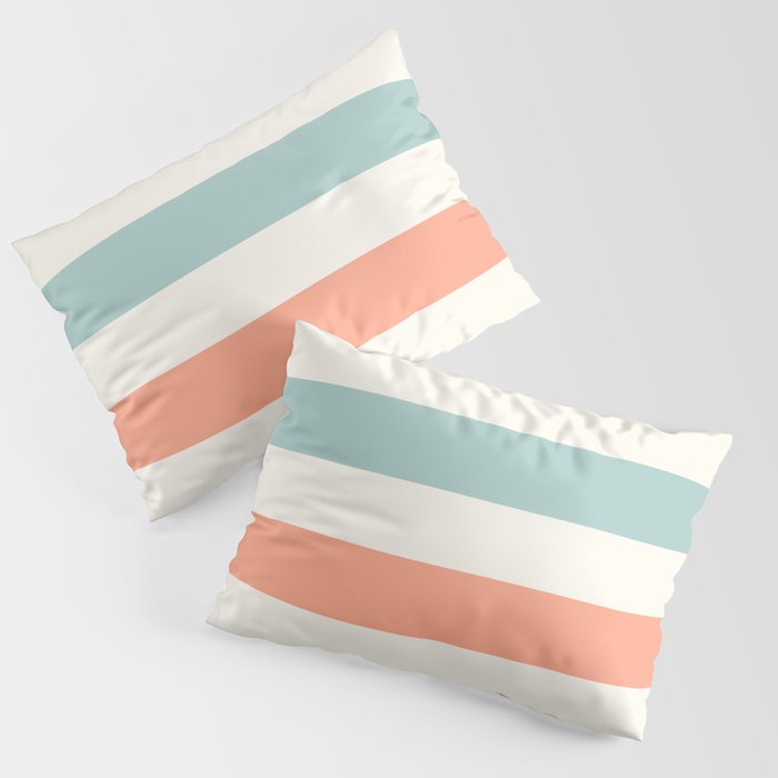 Orange, turquoise and cream stripes Pillow Sham Gallery Image 3