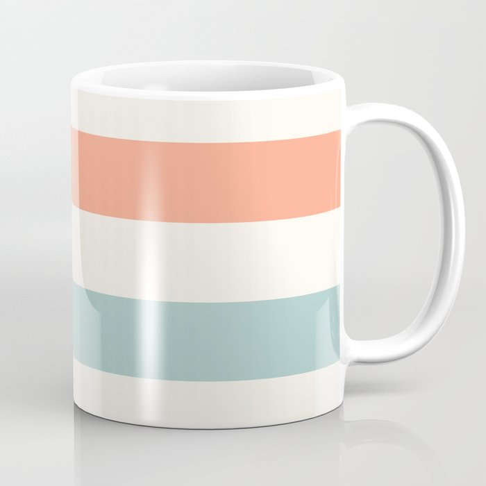 Orange, turquoise and cream stripes Coffee Mug Gallery Image 1