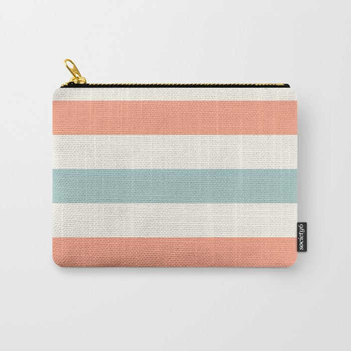 Orange, turquoise and cream stripes Carry All Pouch Gallery Image 1