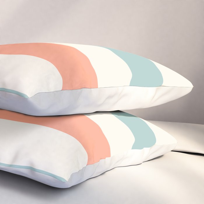 Orange, turquoise and cream stripes Pillow Sham Gallery Image 3