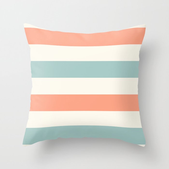 Orange, turquoise and cream stripes Throw Pillow Gallery Image 6