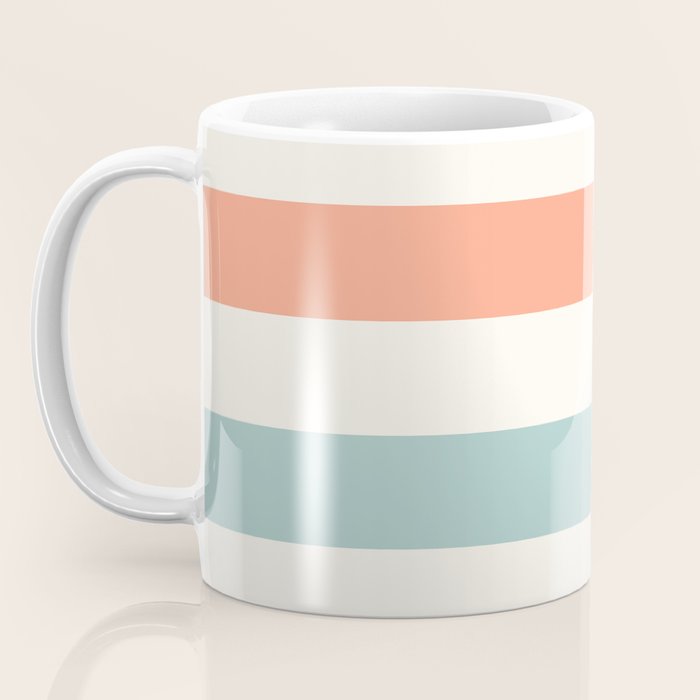 Orange, turquoise and cream stripes Coffee Mug Gallery Image 3