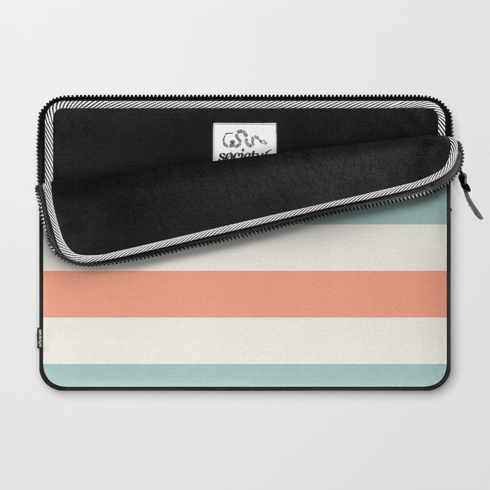 Orange, turquoise and cream stripes Laptop Sleeve Gallery Image 2