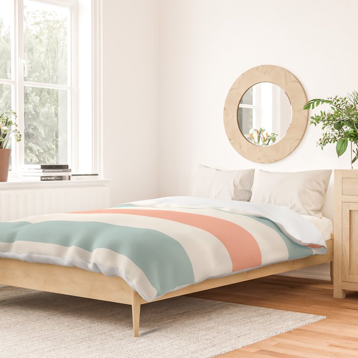 Orange, turquoise and cream stripes Duvet Cover Gallery Image 2