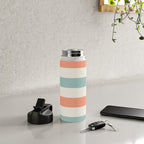 Orange, turquoise and cream stripes Water Bottle Gallery Image 4