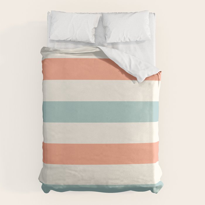 Orange, turquoise and cream stripes Duvet Cover Gallery Image 6