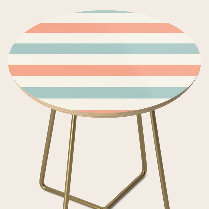 Orange, turquoise and cream stripes Side Table Gallery Image 2