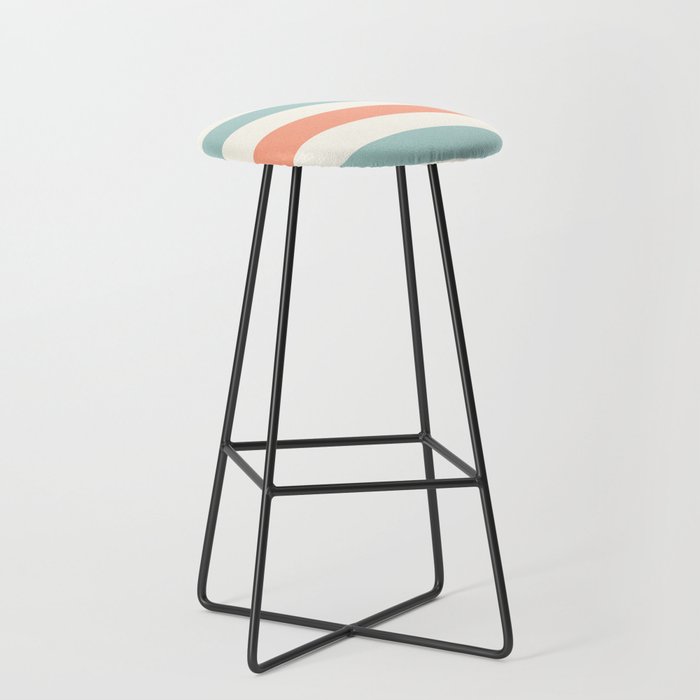 Orange, turquoise and cream stripes Stool Gallery Image 1