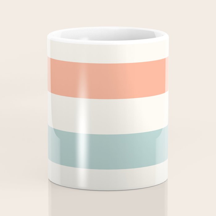 Orange, turquoise and cream stripes Coffee Mug Gallery Image 4