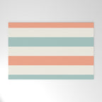 Orange, turquoise and cream stripes Welcome Mat Gallery Image 1