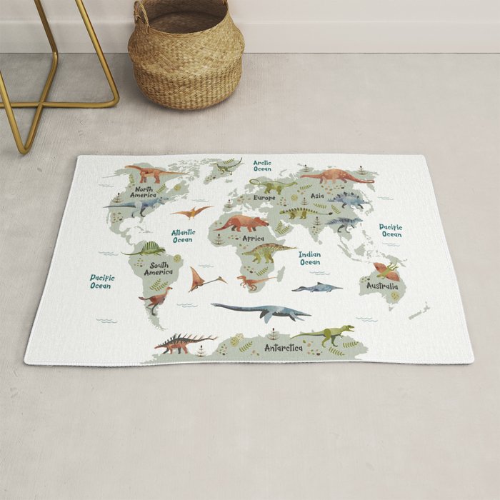 Dinosaur World Map Rug Gallery Image 1