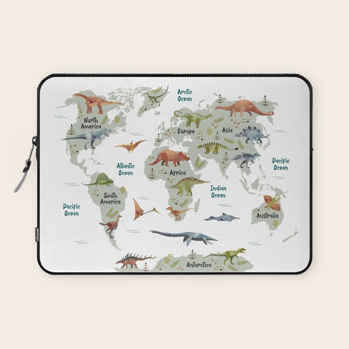 Dinosaur World Map Laptop Sleeve Gallery Image 1