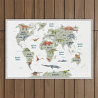 Dinosaur World Map Outdoor Rug Gallery Image 1