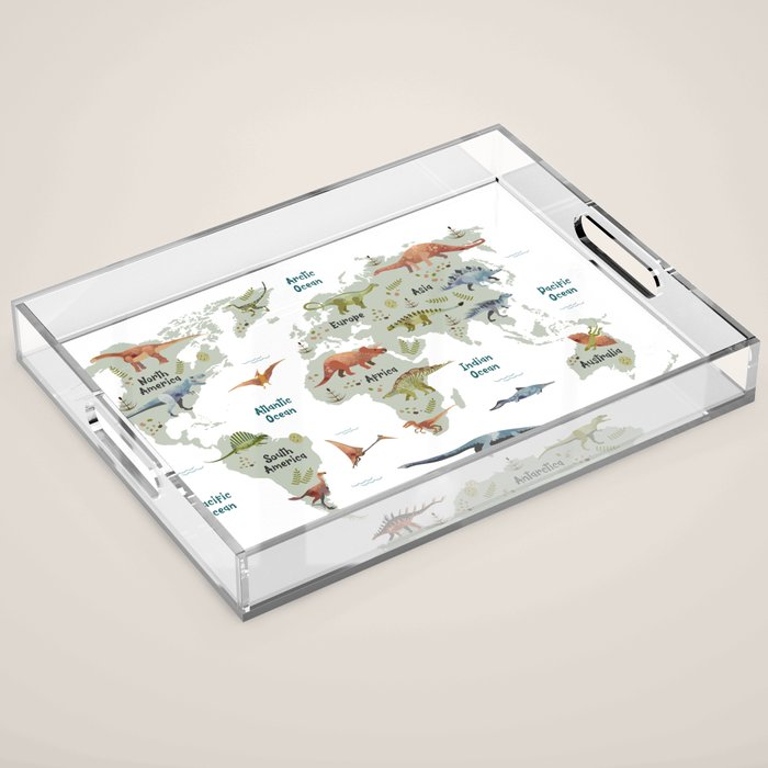 Dinosaur World Map Acrylic Tray Gallery Image 1