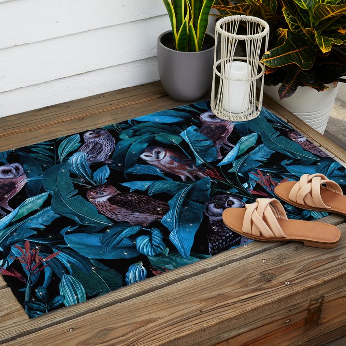 Owl and Leaf Garden Outdoor Rug Gallery Image 2