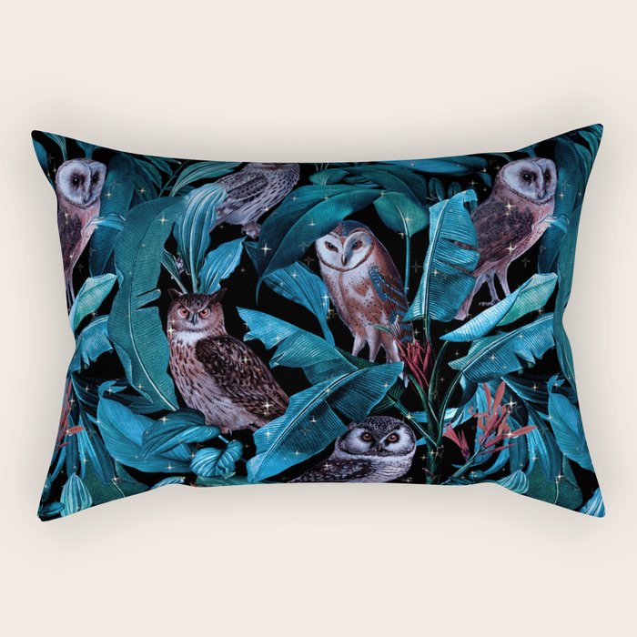 Owl and Leaf Garden Rectangular Pillow Gallery Image 2