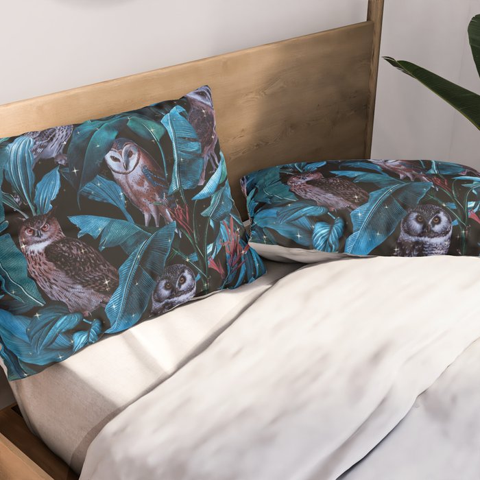 Owl and Leaf Garden Pillow Sham Gallery Image 2
