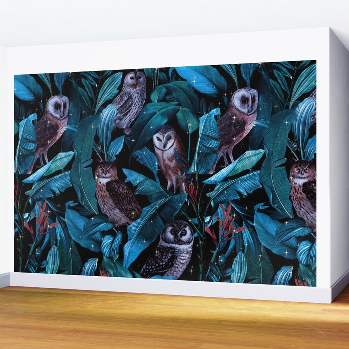 Owl and Leaf Garden Wall Mural Gallery Image 2