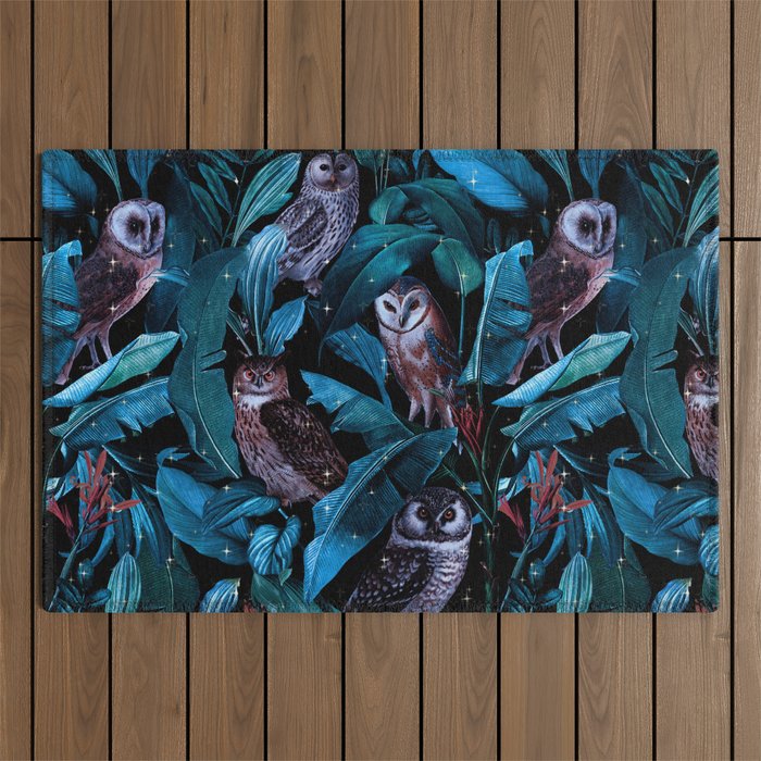Owl and Leaf Garden Outdoor Rug Gallery Image 1