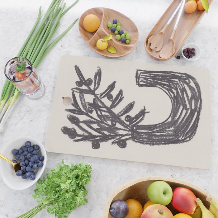 Charcoal florals #2 Cutting Board Gallery Image 2
