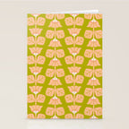 Retro Peach Blossoms Pattern - Green Stationery Card Gallery Image 2