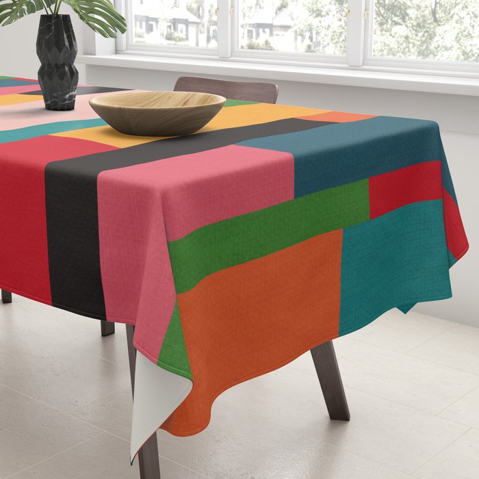 Colorful Patchwork MCM Art Tablecloth Gallery Image 3