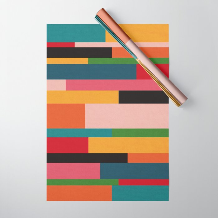 Colorful Patchwork MCM Art Wrapping Paper Gallery Image 1