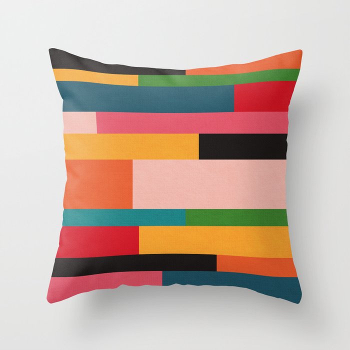 Colorful Patchwork MCM Art Throw Pillow Gallery Image 6