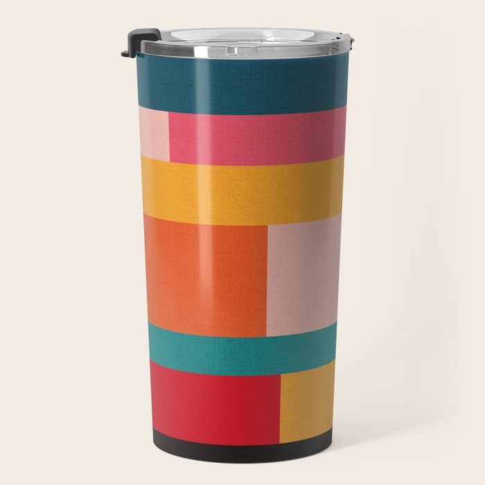 Colorful Patchwork MCM Art Travel Mug Gallery Image 3