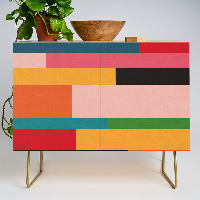 Colorful Patchwork MCM Art Credenza Gallery Image 1