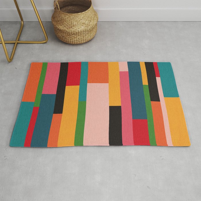 Colorful Patchwork MCM Art Rug Gallery Image 1