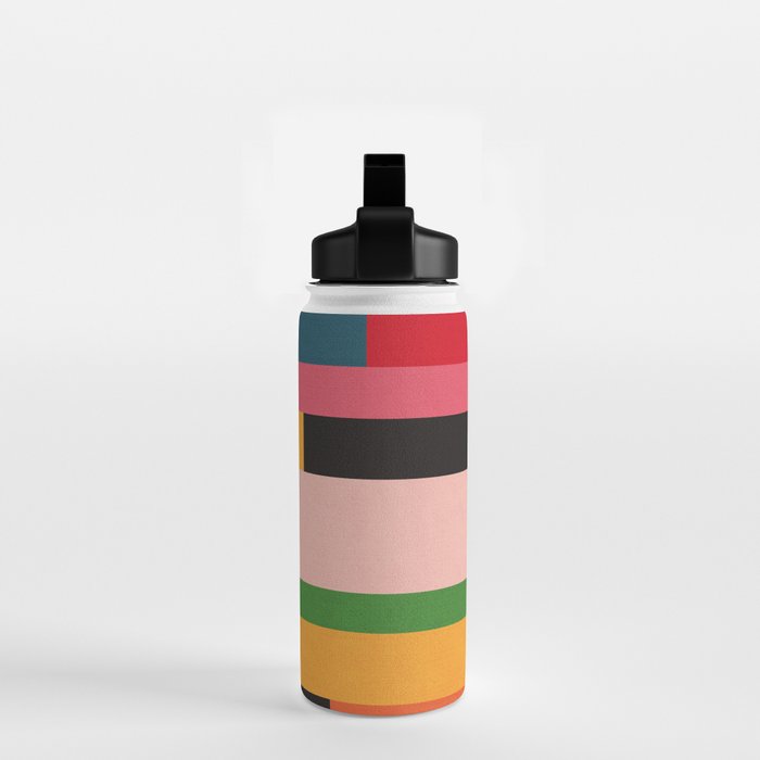 Colorful Patchwork MCM Art Water Bottle Gallery Image 2