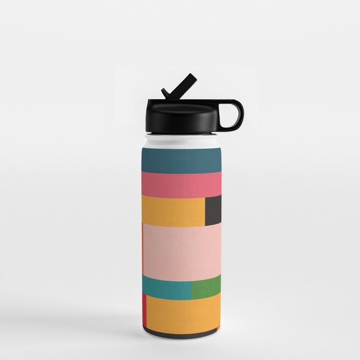 Colorful Patchwork MCM Art Water Bottle Gallery Image 1
