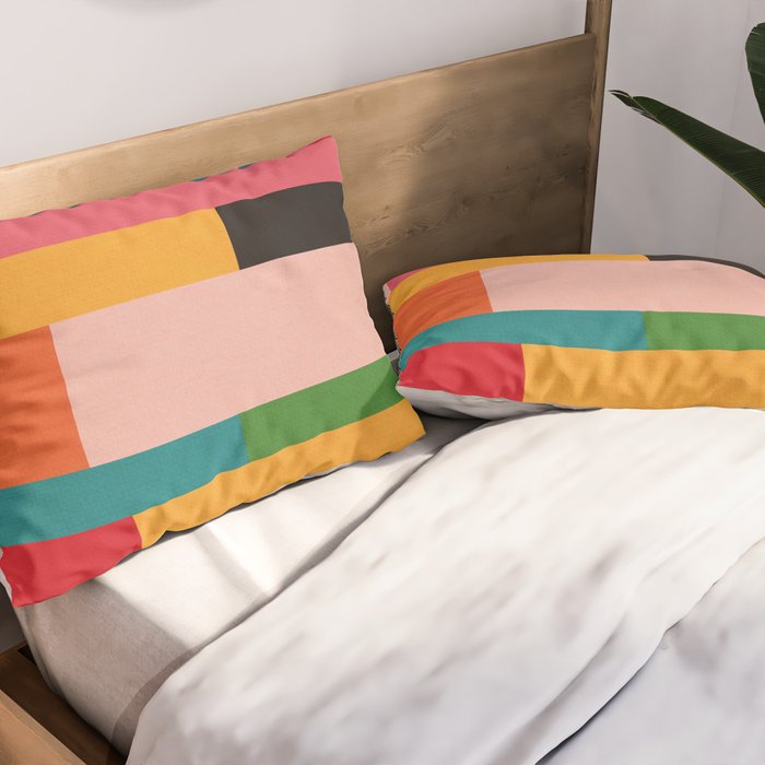 Colorful Patchwork MCM Art Pillow Sham Gallery Image 2