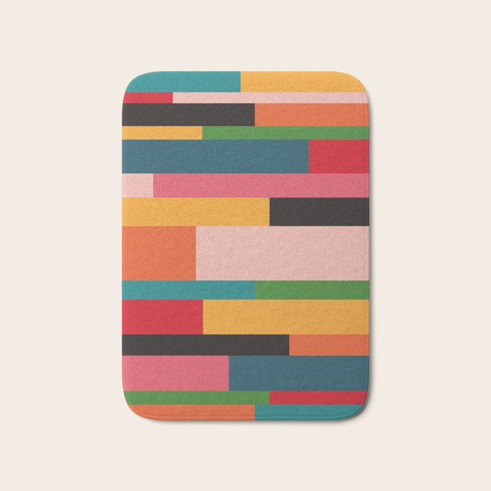 Colorful Patchwork MCM Art Bath Mat Gallery Image 1