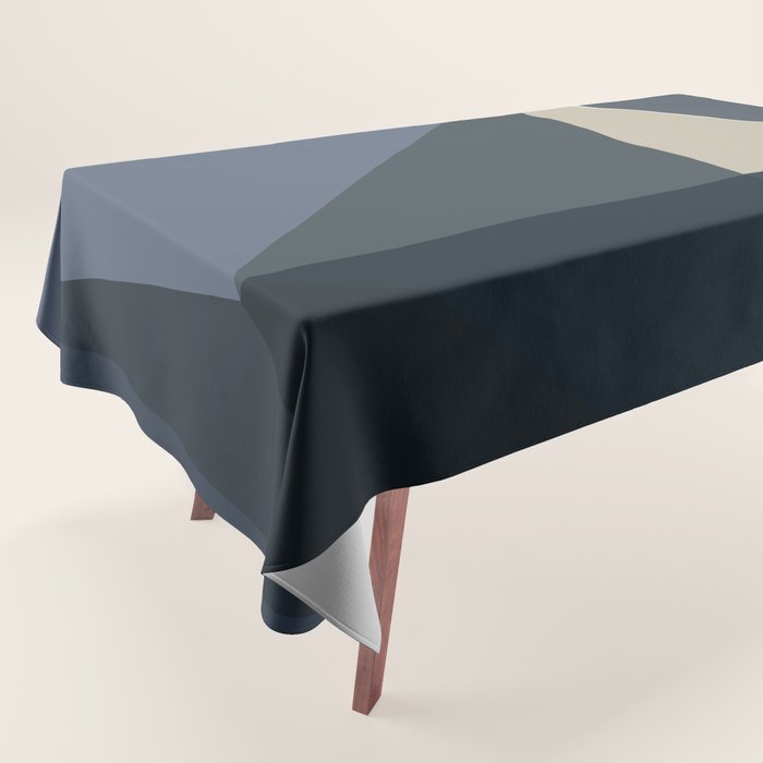 Blue Beige Low Poly Geometric Triangles Mathematical Art Tablecloth Gallery Image 1