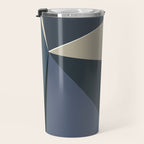 Blue Beige Low Poly Geometric Triangles Mathematical Art Travel Mug Gallery Image 3