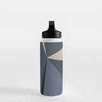 Blue Beige Low Poly Geometric Triangles Mathematical Art Water Bottle Gallery Image 3